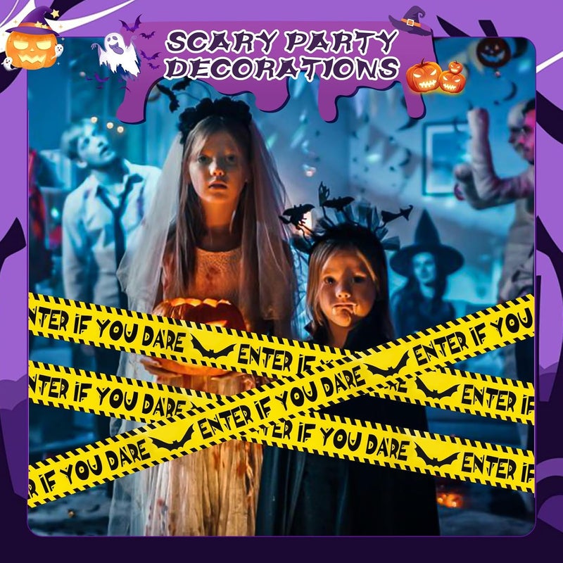 BeadRiver 4 Pack Halloween Caution Tape Decorations 3 Inch x 82 Feet Scary Warning for Indoor Outdoor Decor Crime Scene Party Decorations Haunted House Danger Zones - Image 4